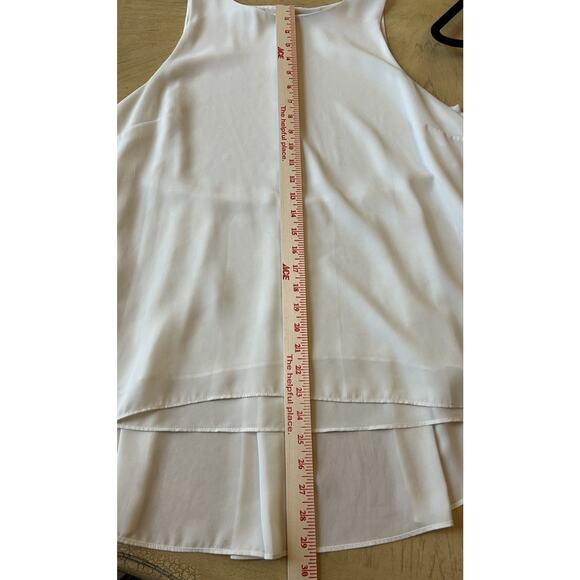 Vince Camuto Womens Blouse Ivory Chiffon Layered Sleeveless Fairycore Casual L - Picture 7 of 8